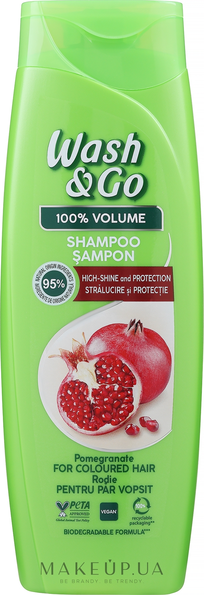 Шампунь з екстрактом граната для фарбованого волосся - Wash&Go 100 % Volume Shampoo — фото 360ml