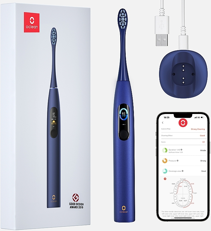 Розумна зубна щітка Oclean X Pro Blue - Oclean X Pro Navy Blue (OLED) (Global) — фото N1