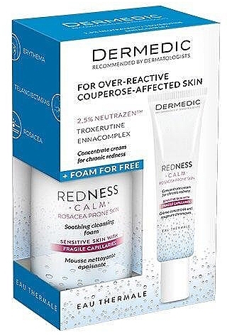 Набор - Dermedic Redness Calm For Over-Reactive Couperose-Affected Skin (f/cr/40ml + f/foam/170ml) — фото N1