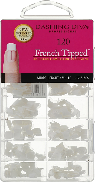 Типсы короткие "Френч" - Dashing Diva French Tipped Short White 120 Tips — фото N1