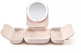 Світлодіодне портативне дзеркало з косметичкою, рожеве - Amiro Cube S Magnetic Bag Mirror AML115N Pink — фото N2