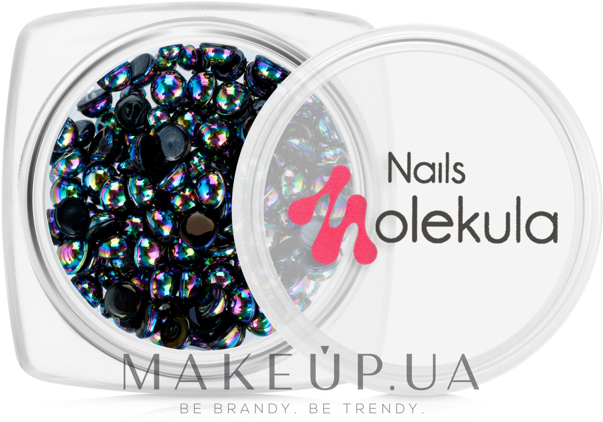 Стразы-жемчуг для дизайна ногтей - Nails Molekula — фото Черный голографик