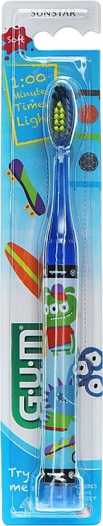 Зубная щетка "Junior Monster Light-Up", синяя - G.U.M Toothbrush — фото N1