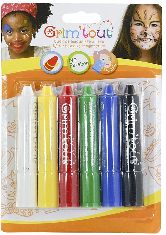 Набор разноцветных карандашей для грима, 6 шт - GrimTout Basiques — фото N1