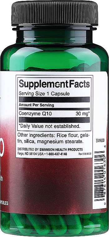 Харчова добавка "Коензим Q10", 30 мг - Swanson CoQ10 — фото N2