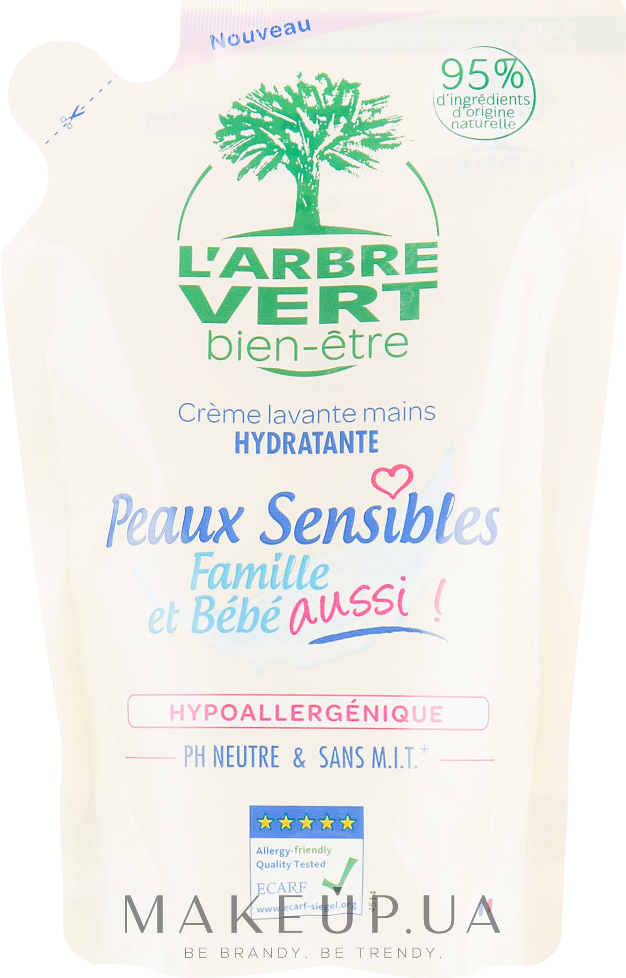 Крем-мыло для чувствительной кожи рук - L'Arbre Vert Family & Baby Sensitive Hand Wash (сменный блок) — фото 300ml