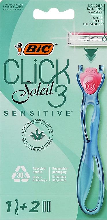 Женская бритва c 2 сменными кассетами - Bic Click 3 Soleil Sensitive