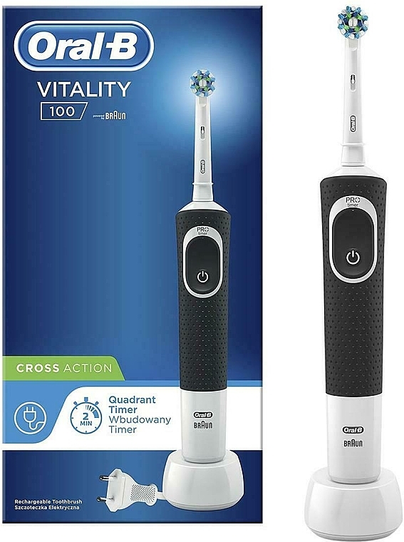 Электрическая зубная щетка, черный - Oral-B Vitality D100 CrossAction Black