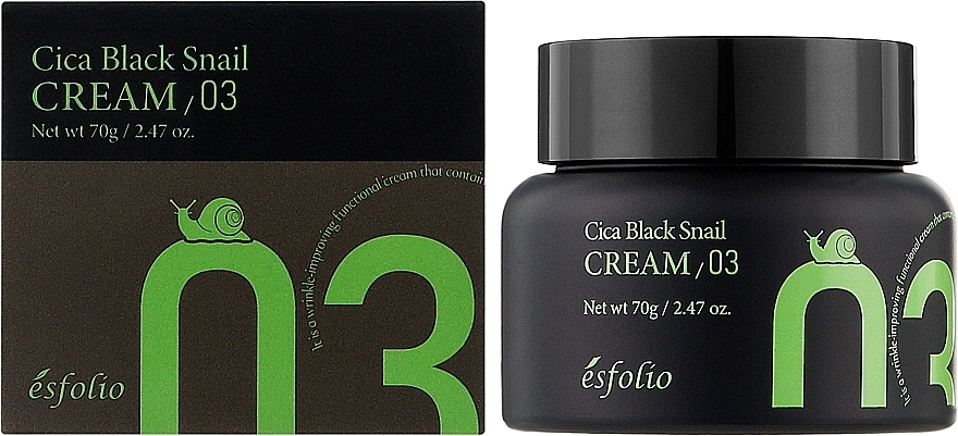 Крем для обличчя з центелою азіатською та муцином чорного равлика - Esfolio Cica Black Snail Cream — фото N2