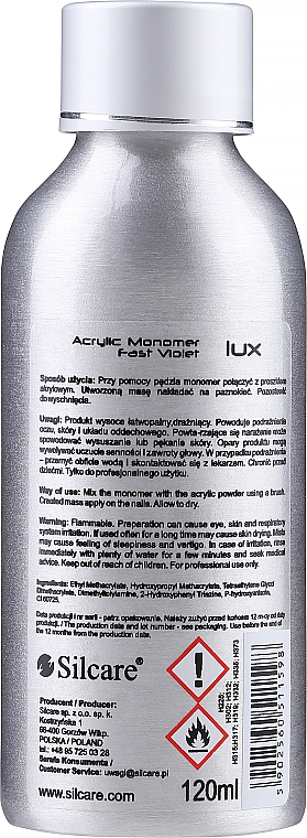 Рідке покриття для акрилу - Silcare Sequent Lux Acrylic Monomer Fast Violet — фото N4