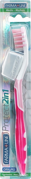 Зубна щітка з ковпачком, рожева - Farma Line Protect — фото N1