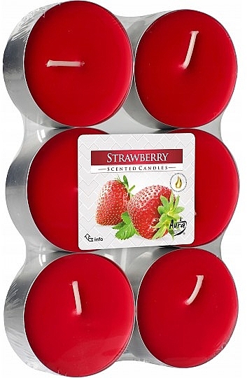 Набір чайних свічок "Полуниця" - Bispol Strawberry Maxi Scented Candles — фото N1