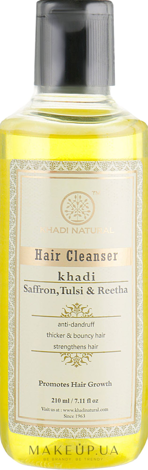 Натуральный аюрведический шампунь из индийских трав "Шафран, тулси и рита" - Khadi Natural Honey & Lemon Juice Hair Cleanser — фото 210ml