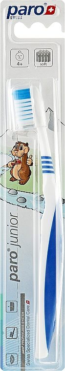 Дитяча зубна щітка, синя - Paro Swiss Junior — фото N1