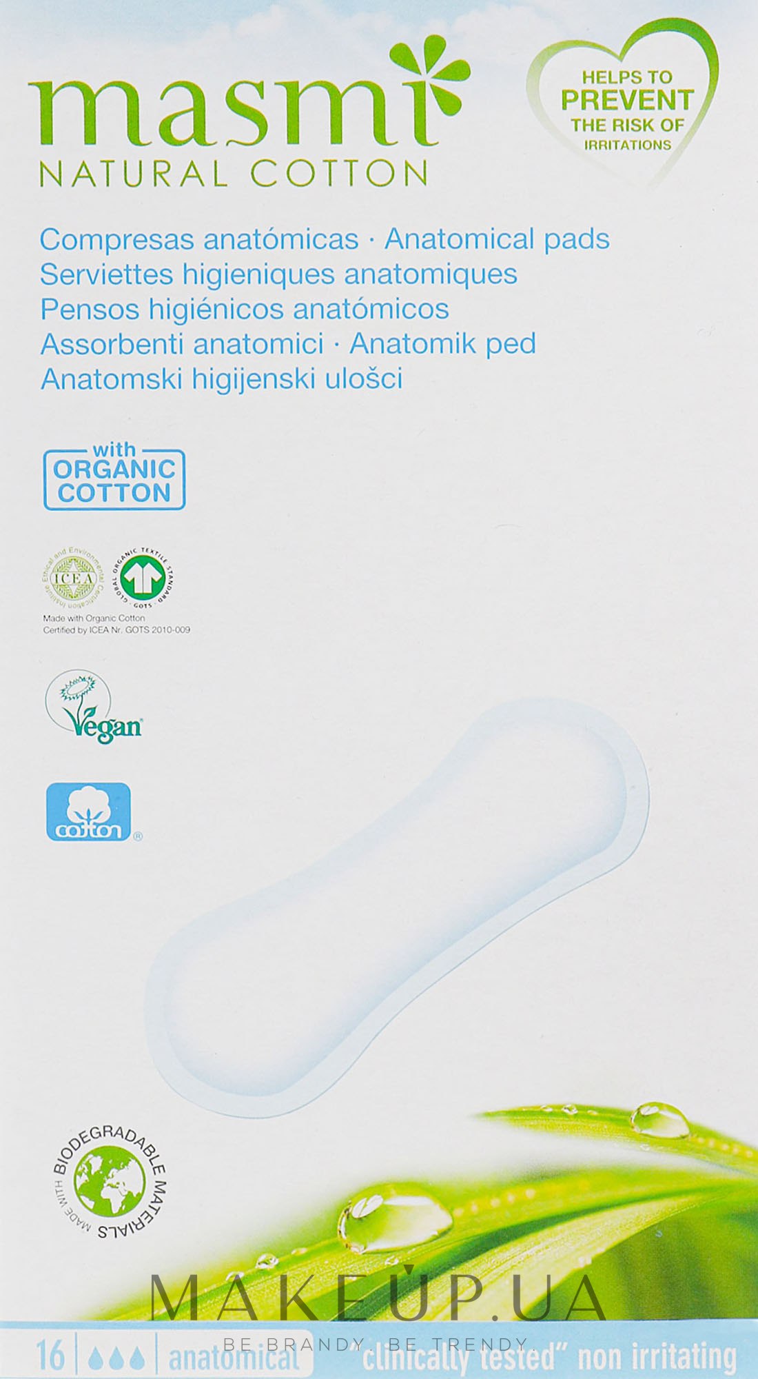 Гигиенические прокладки Anatomical универсальные, 16 шт - Masmi — фото 16шт