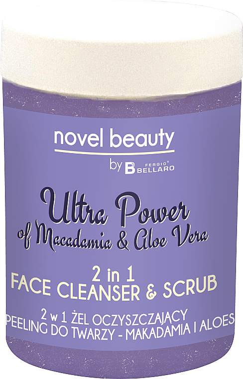 Очищувальний гель-скраб для обличчя 2в1 "Макадамія й алое" - Fergio Bellaro Novel Beauty Ultra Power Face Cleancer & Scrub — фото N1