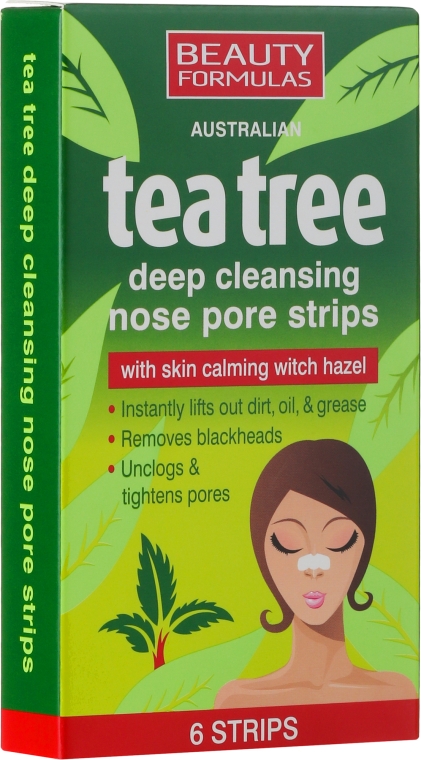 Очищающие полоски для носа - Beauty Formulas Tea Tree Deep Cleansing Nose Pore Strips — фото N1