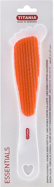 Педикюрная двусторонняя терка с абразивом и пемзой, оранжевая - Titania