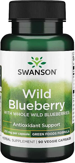 Пищевая добавка "Дикая черника", 250мг - Swanson Wild Blueberry — фото N1