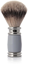 Помазок для бритья, серый с серебром - Golddachs Shaving Brush Silver Tip Badger Resin Grey Silver — фото N1