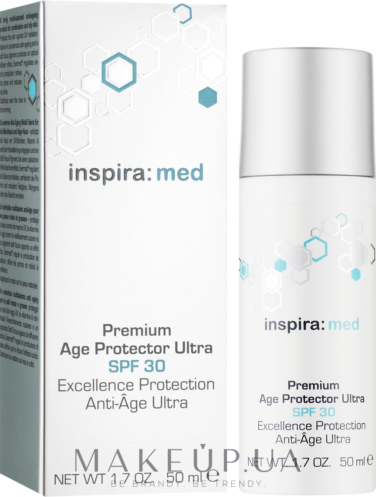 Крем для лица, ультралегкий, антивозрастной SPF 30 - Inspira:cosmetics Premium Age Protector Ultra SPF 30 — фото 50ml