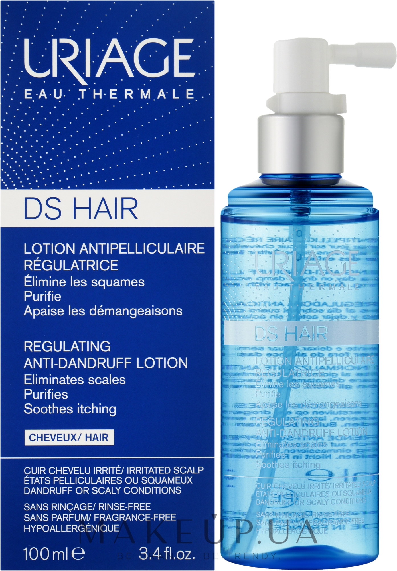 Регулируюищй и успокаивающий спрей для кожи головы - Uriage D.S. Lotion Regulating Soothing Spray — фото 100ml