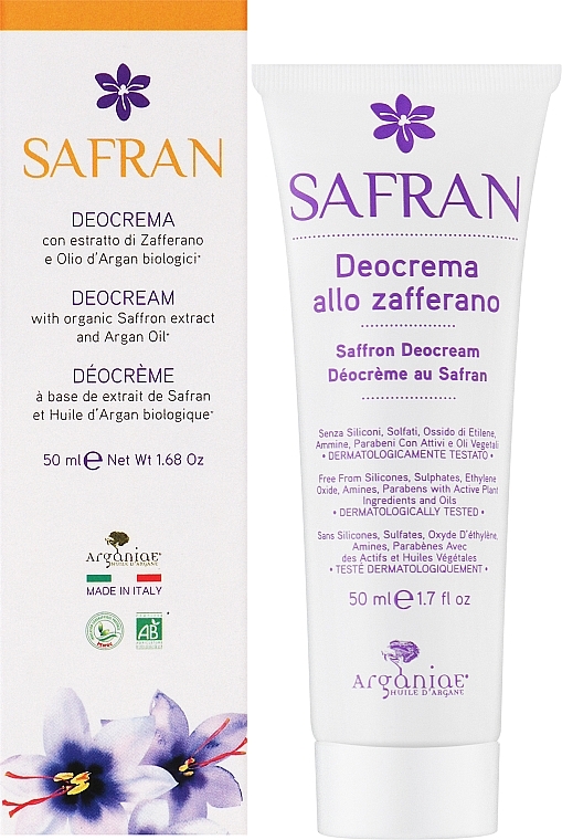 Нежный деокрем с органическим экстрактом шафрана для тела - Arganiae Safran Deocream — фото N2