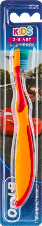 Дитяча зубна щітка 3-5 років, м'яка "Тачки", помаранчево-червона - Oral-B Kids Toothbrush — фото N1