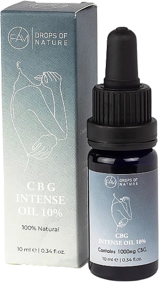 Конопляное масло 10% на основе изолята - Fam Drops Of Nature CBG Intense Oil 10% — фото N1