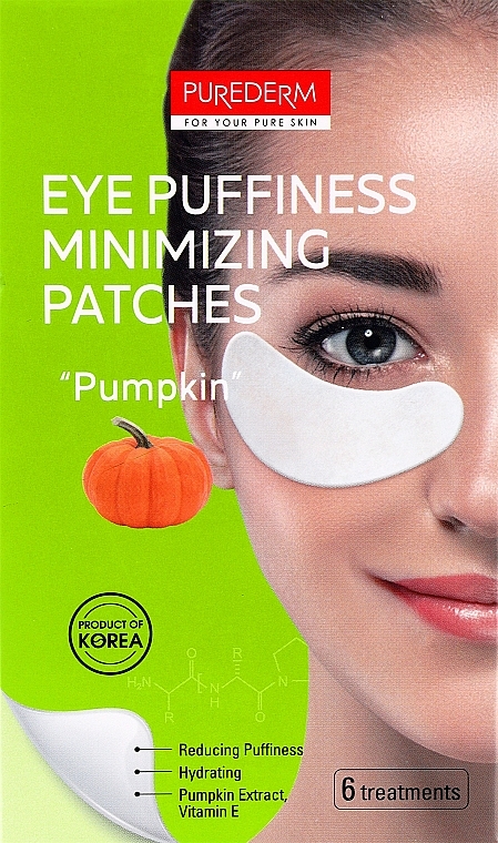 Патчі для зони навколо очей "Гарбуз" - Purederm Eye Puffiness Minimizing Patches Pumpkin