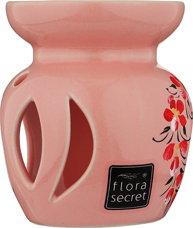 Аромалампа "Тыква" розовая с красными цветами - Flora Secret — фото N1