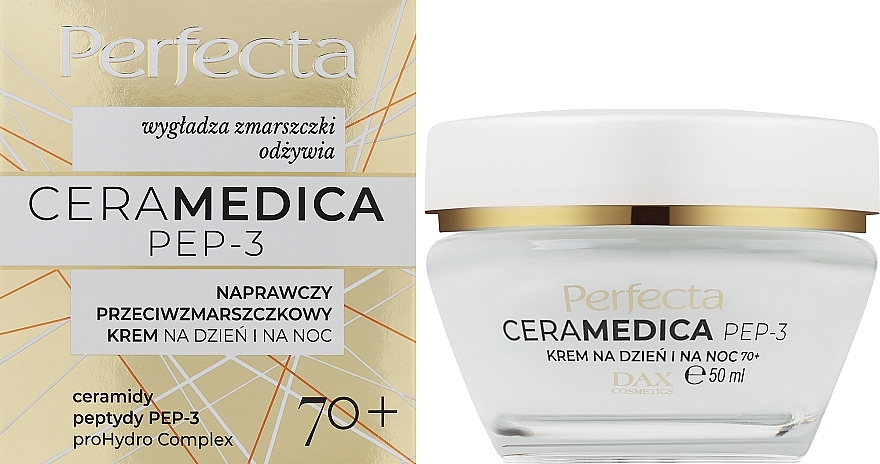 Коригувальний крем проти зморщок на день і ніч 70+ - Perfecta Ceramedica Pep-3 Face Cream 70+ — фото N2