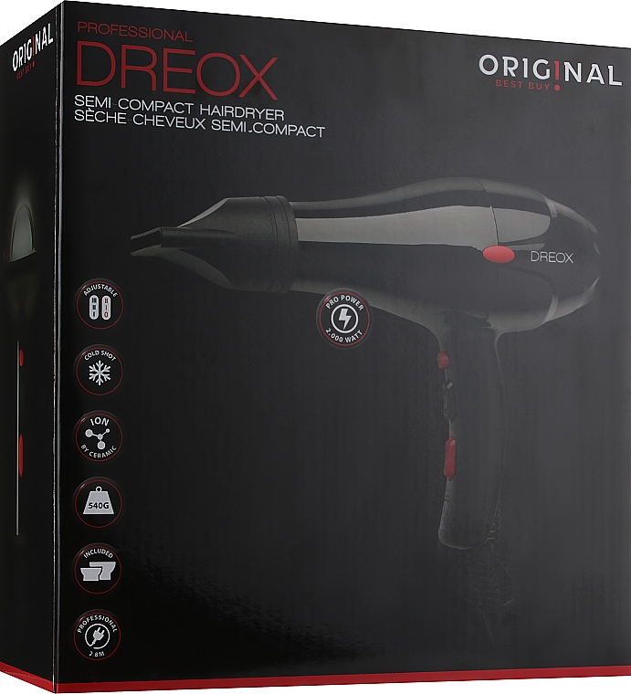 Фен для волос, черный - Original Best Buy Dreox 2000W AC — фото N3