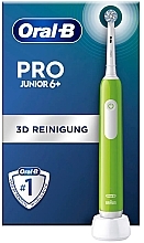 Парфумерія, косметика Електрична зубна щітка, зелена - Oral-B Pro Junior 6+