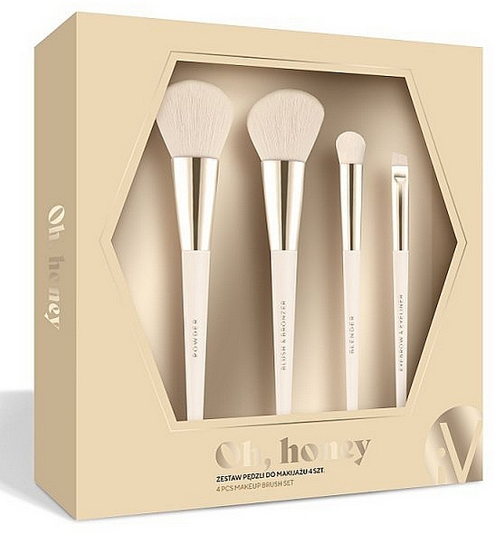 Набор кистей для макияжа, 4 шт. - Inter-Vion Oh Honey Makeup Brush — фото N1