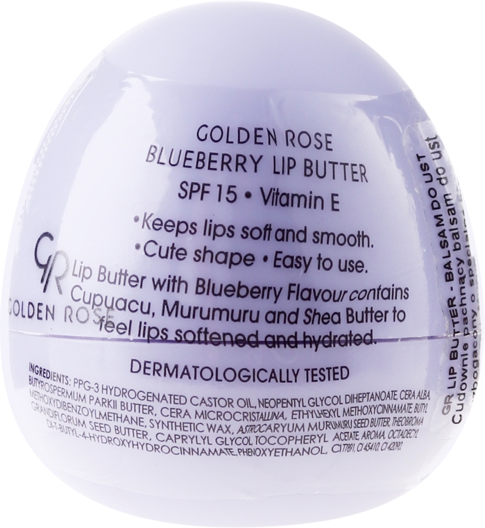 Бальзам-масло для губ, черника - Golden Rose Lip Butter SPF15 Blueberry — фото N2