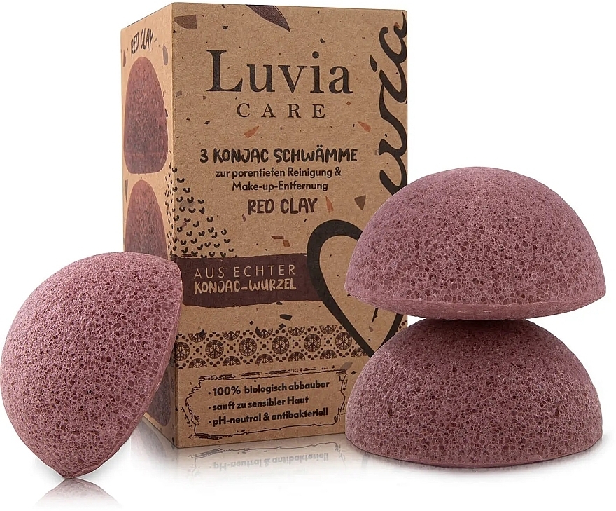 Набір спонжів конняку - Luvia Cosmetics Konjac Sponge Set Red Clay — фото N1