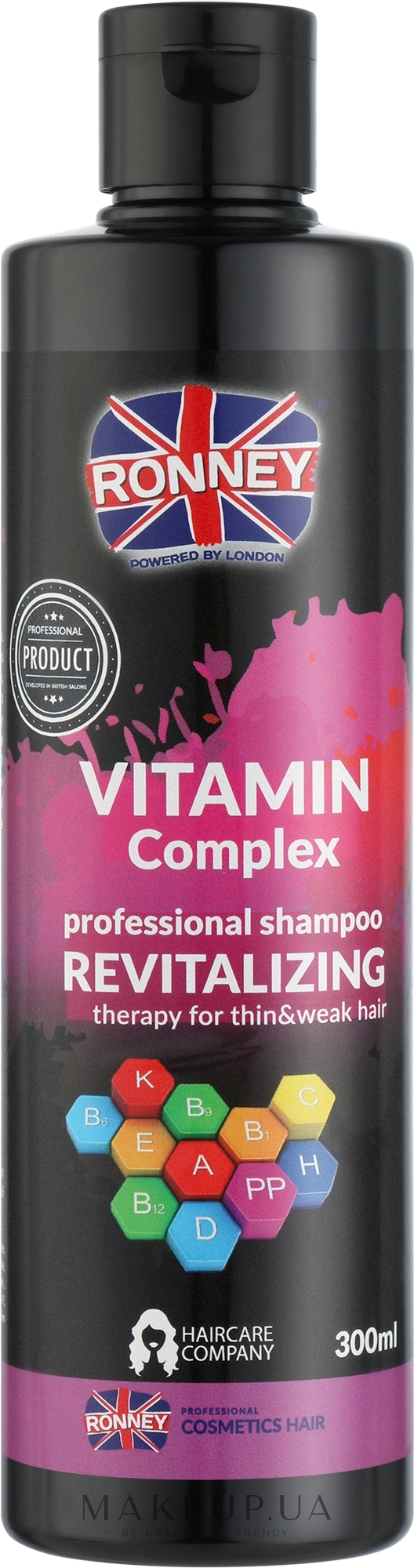 Шампунь для тонких и ослабленных волос с комплексом витаминов - Ronney Professional Vitamin Complex Revitalizing Shampoo — фото 300ml