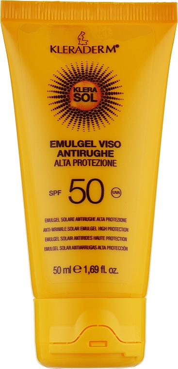 Эмульсия солнцезащитная антивозрастная для лица с SPF 50 - Kleraderm Emulgel Viso Antirughe