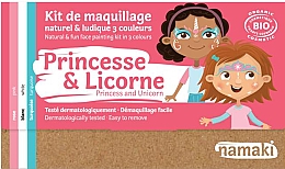 Набор для аквагрима для детей - Namaki Princess & Unicorn 3-Color Face Painting Kit (f/paint/7,5g + brush/1pc + acc/2pcs) — фото N1