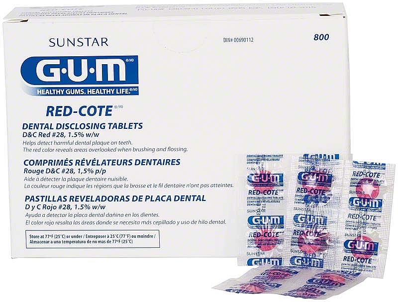 Таблетки для індикації зубного нальоту - G.U.M. Red-Cote Dental Disclosing Tablets — фото N1