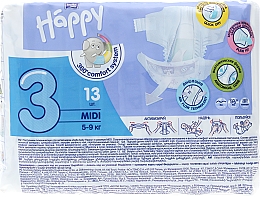 Детские подгузники "Happy" Midi 3 (5-9 кг, 13 шт) - Bella Baby — фото N6