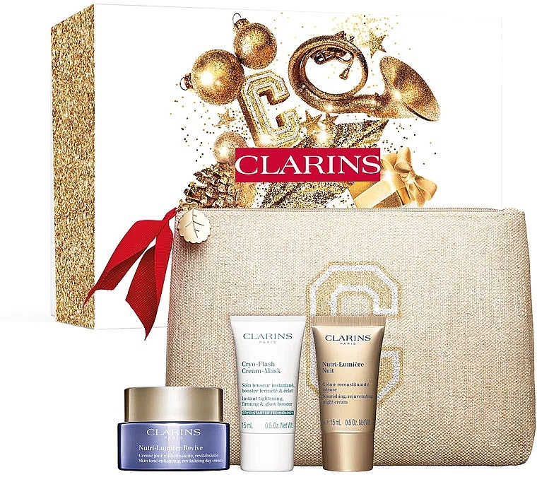 Набор - Clarins Nutri-Lumiere Revive Set (f/cr/50ml + f/cr/15ml + f/mask/15ml + bag) — фото N1