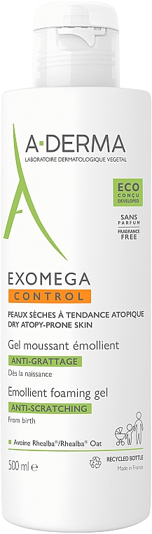 Відновлювальний гель-пінка для душу - A-Derma Exomega Control Emollient Foaming Gel Anti-Scratching
