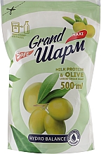 Жидкое крем-мыло "Молочный протеин и олива" - Мыловаренные традиции Grand Шарм Maxi Milk Protein & Olive Liquid Soap (сменный блок) — фото N1