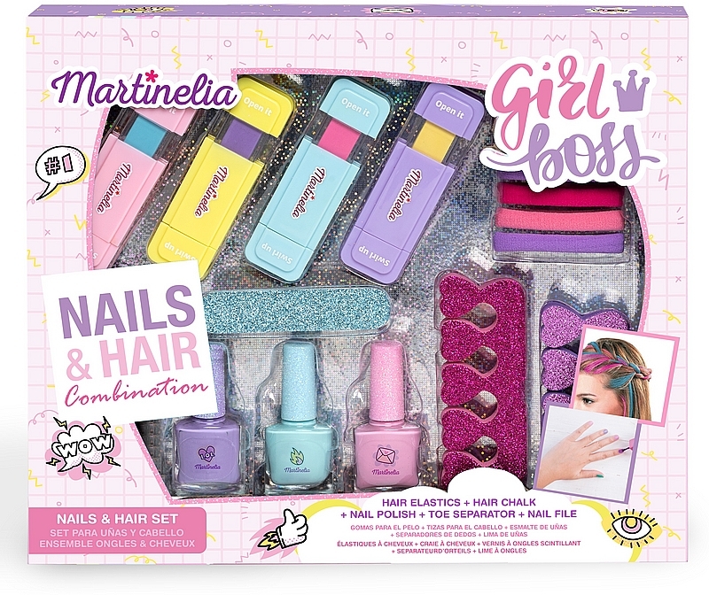 Набор для ногтей и волос, 5 продуктов - Martinelia Girl Boss Mail & Hair Set — фото N1