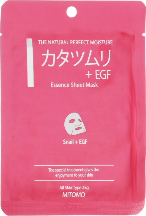 Тканинна маска для обличчя "Муцин равлика + EGF" - Mitomo Essence Sheet Mask Snail + EGF — фото N1