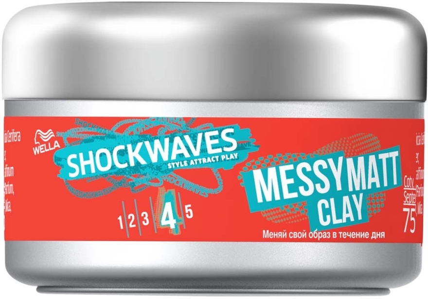 Моделирующая глина для волос - Wella ShockWaves Messy Matt Clay — фото N1