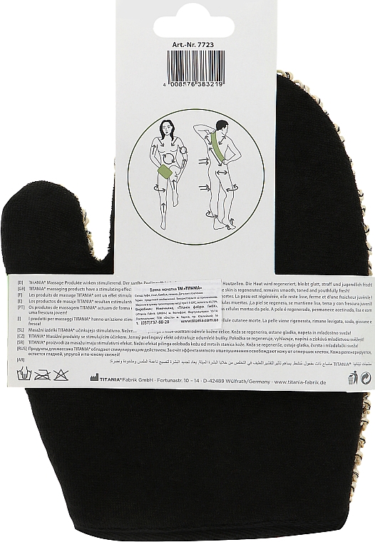 Массажная перчатка банная черная 16х23 - Titania — фото N2