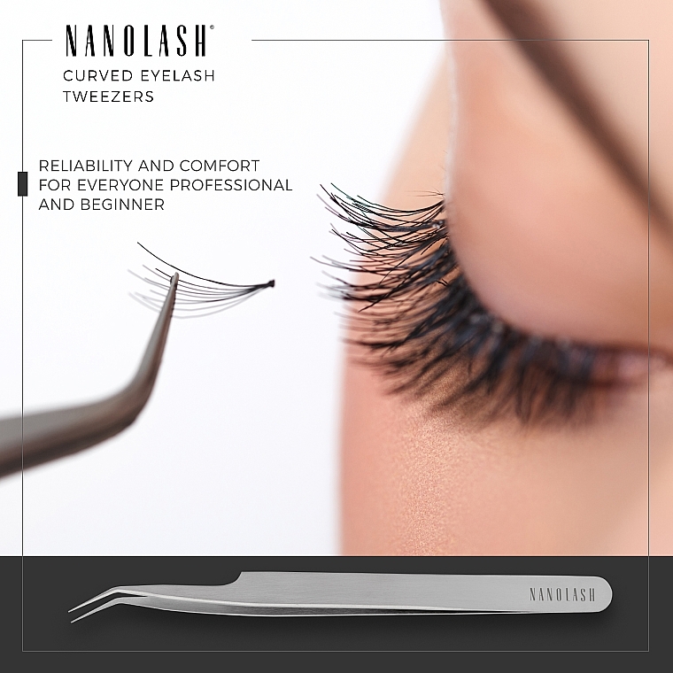 Пинцет для накладных ресниц, изогнутый - Nanolash Eyelash Tweezers Curved — фото N2